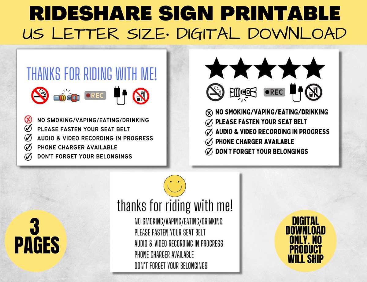 uber car sign printable
