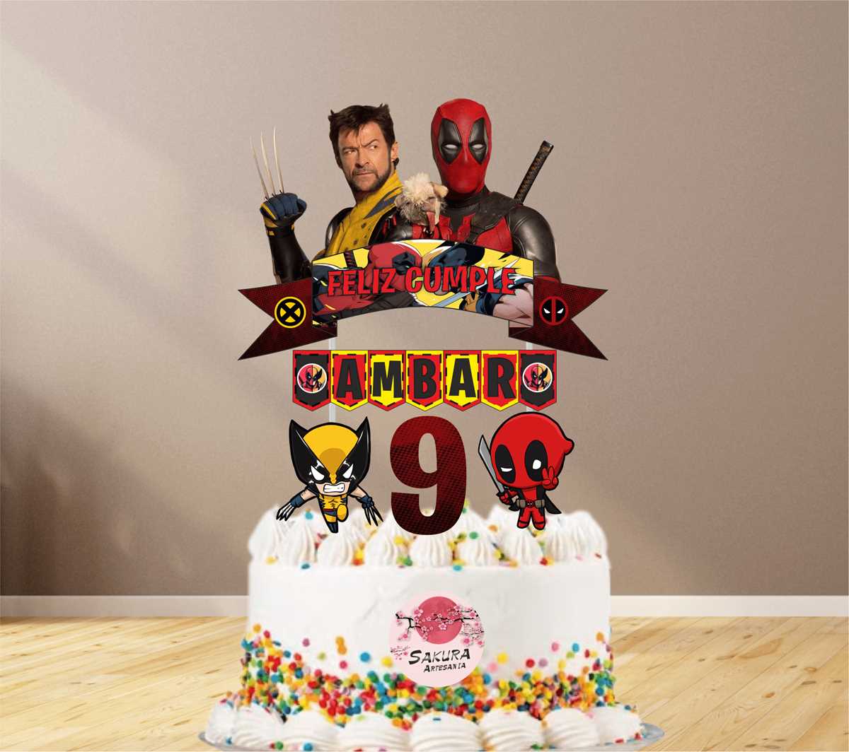 deadpool and wolverine cake topper printable