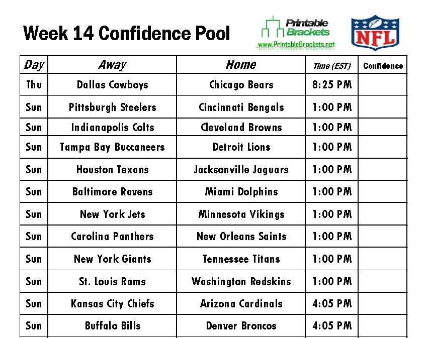 week 14 nfl printable schedule