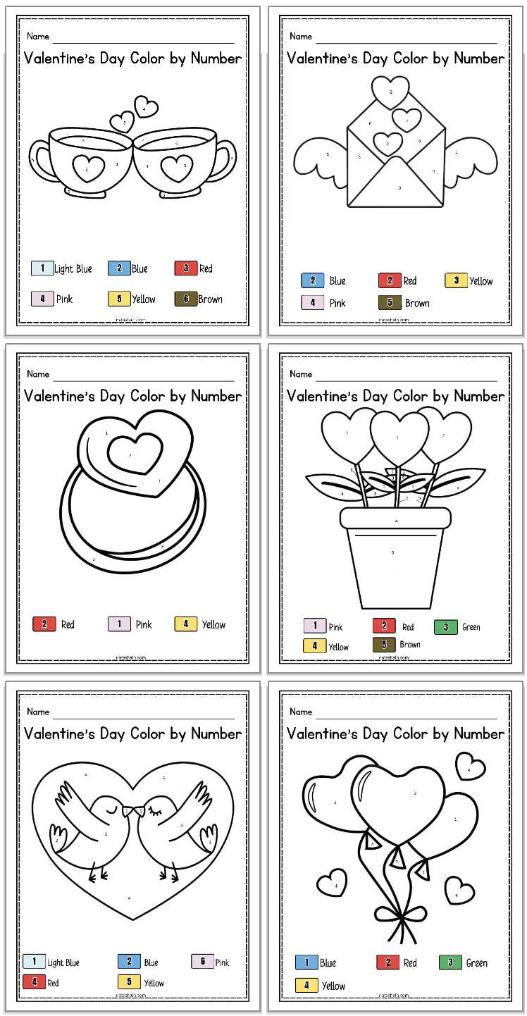 valentines day color by number printable