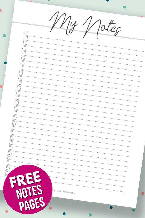 printable notes page