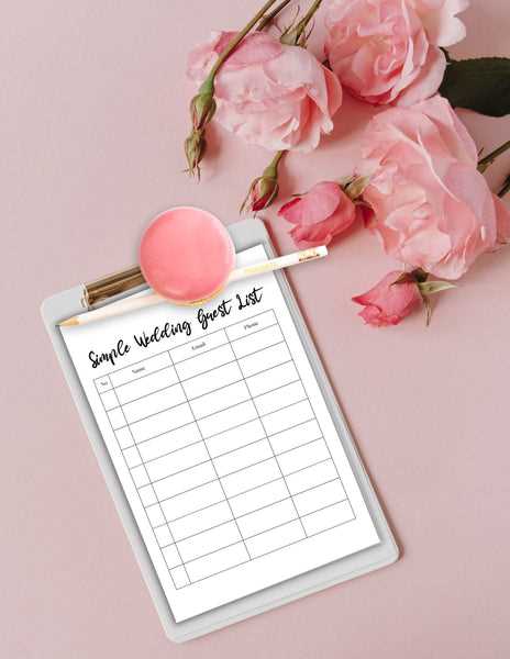 wedding guest list printable