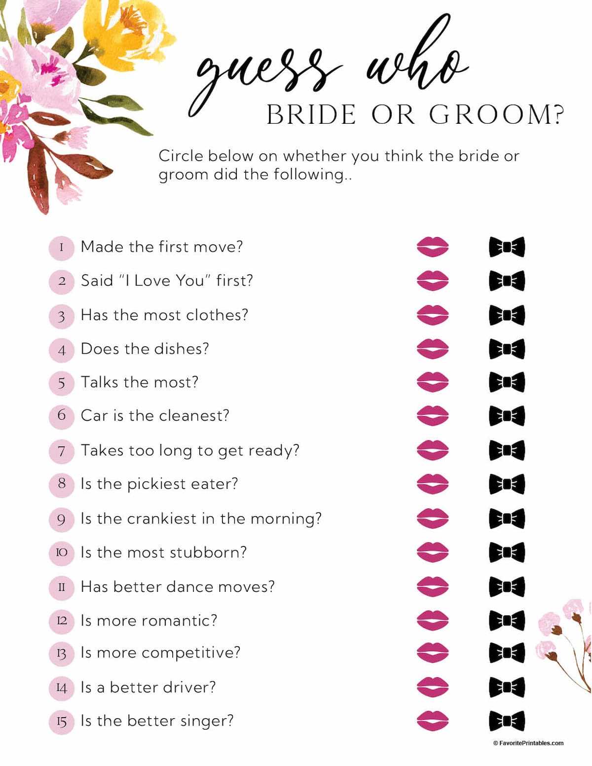 wedding shower printables