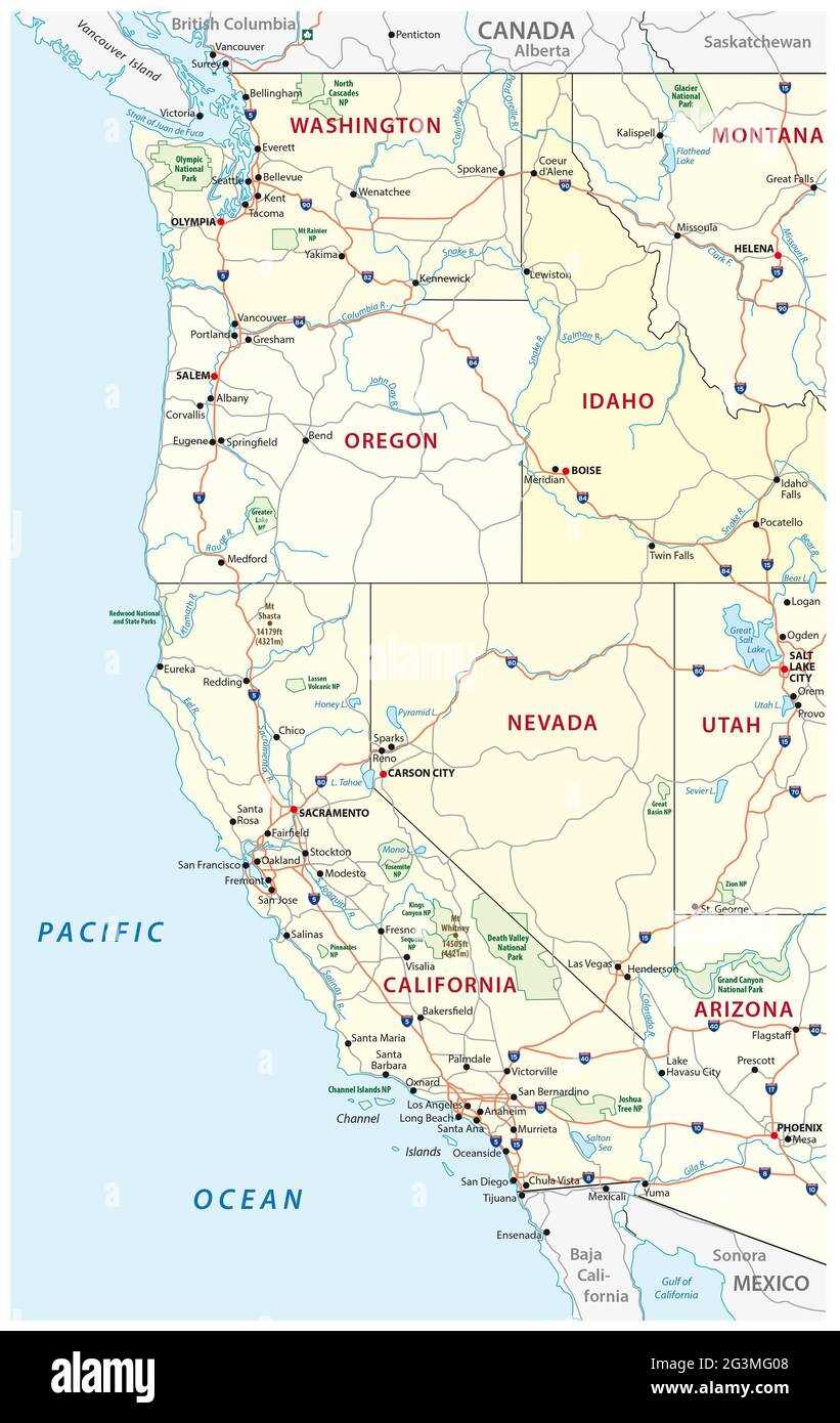 western united states map printable