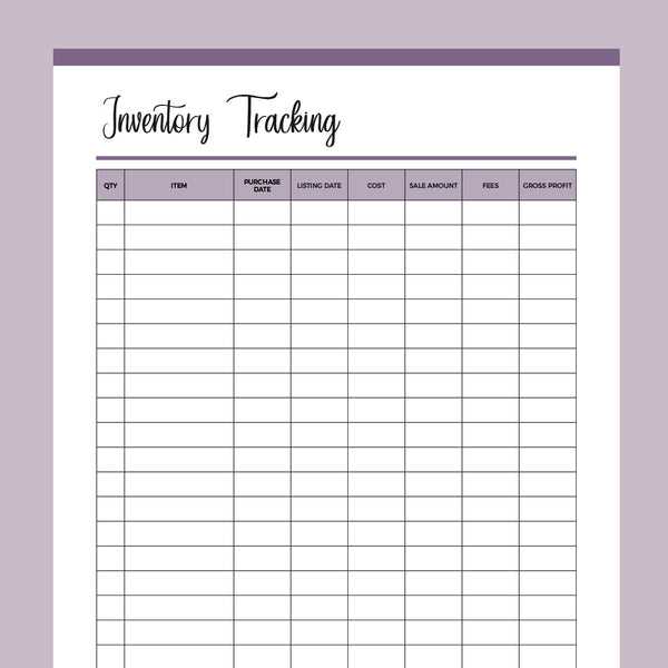 printable simple inventory template