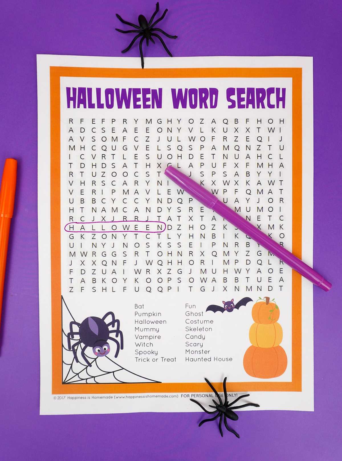 word search halloween printable