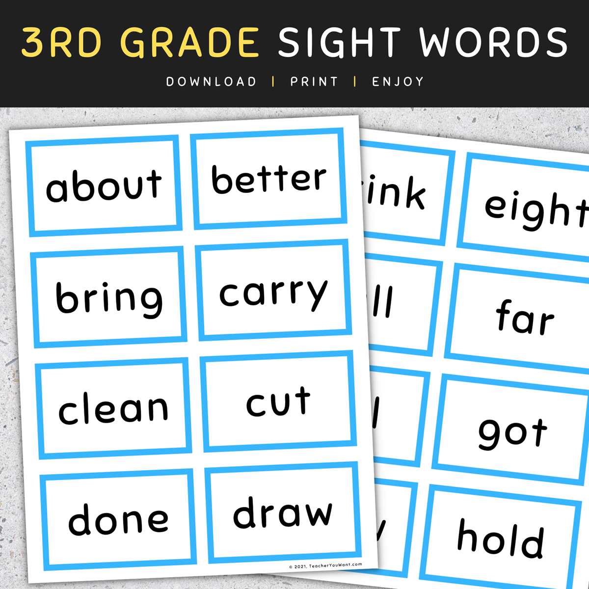sight word flashcards with pictures printable