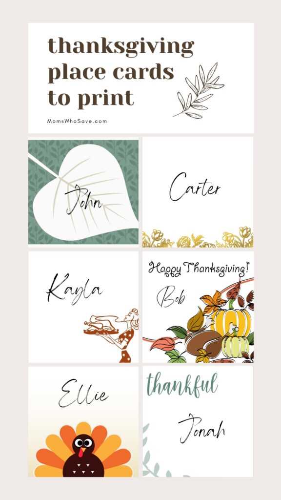 thanksgiving name place cards printable