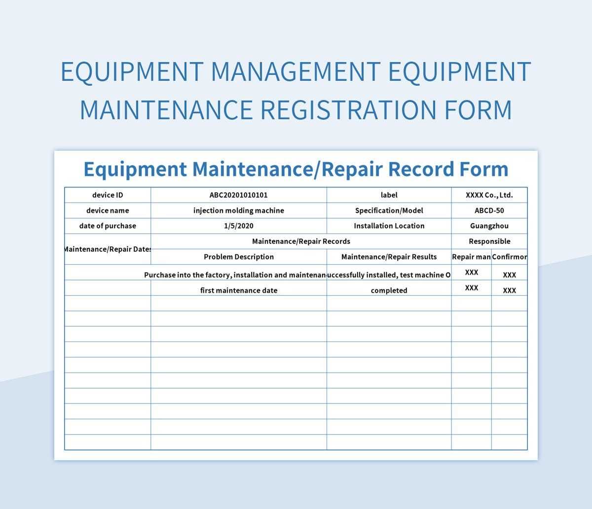 printable maintenance log template printable maintenance log template