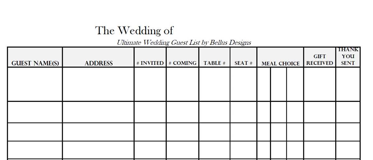 wedding guest list printable