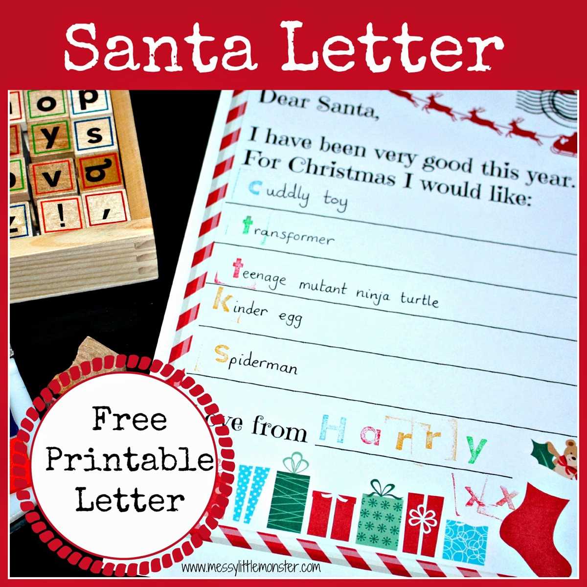 free printable santa letter templates