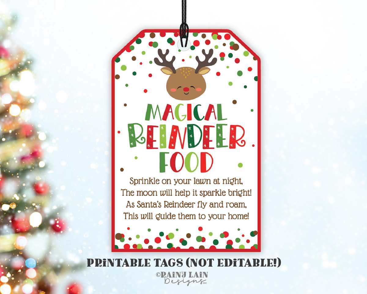 free printable reindeer food label