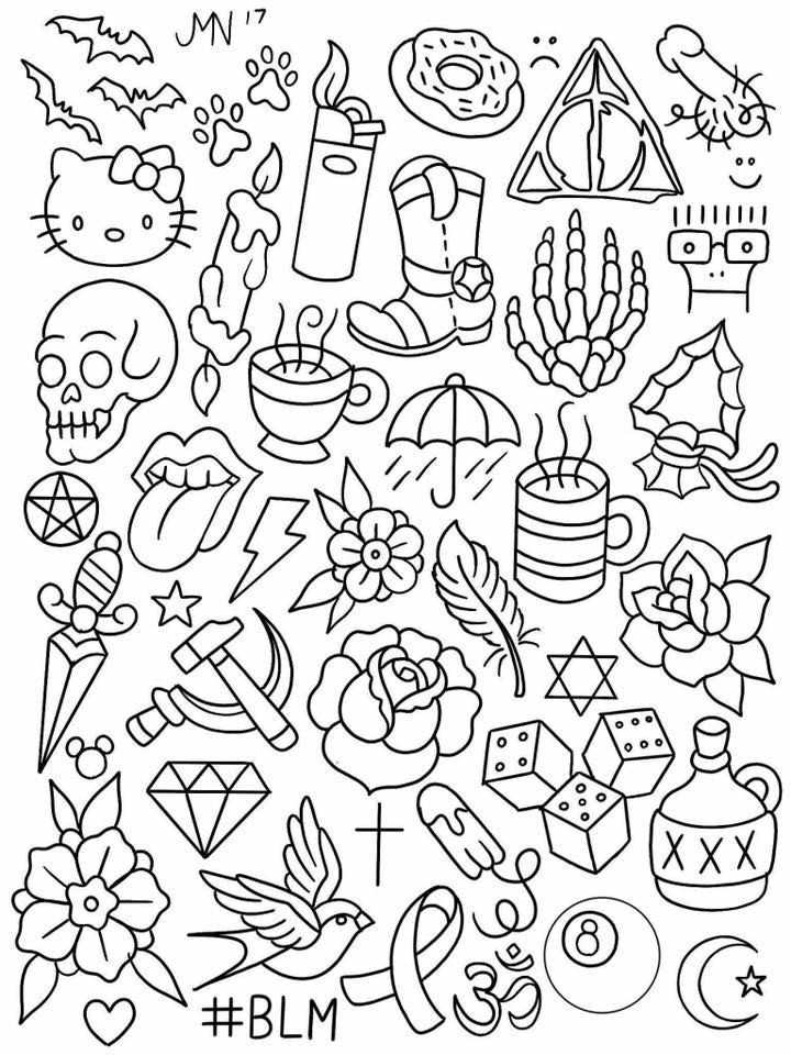 printable easy outline tattoo stencil designs