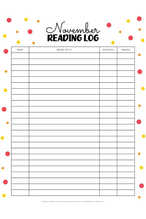 printable reading log for kids