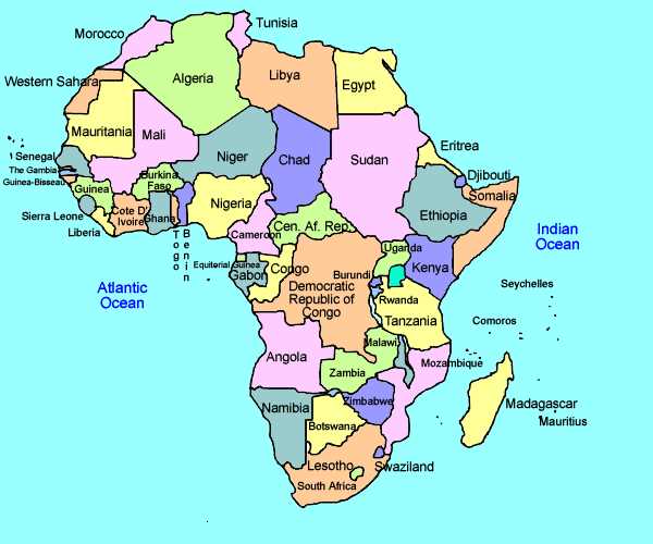 printable map of africa continent