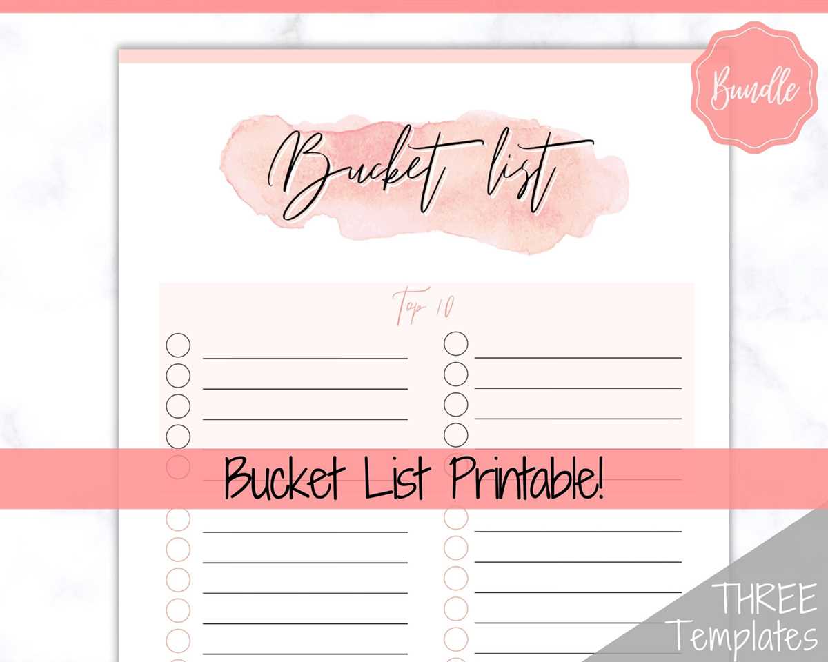 cute printable bucket list template