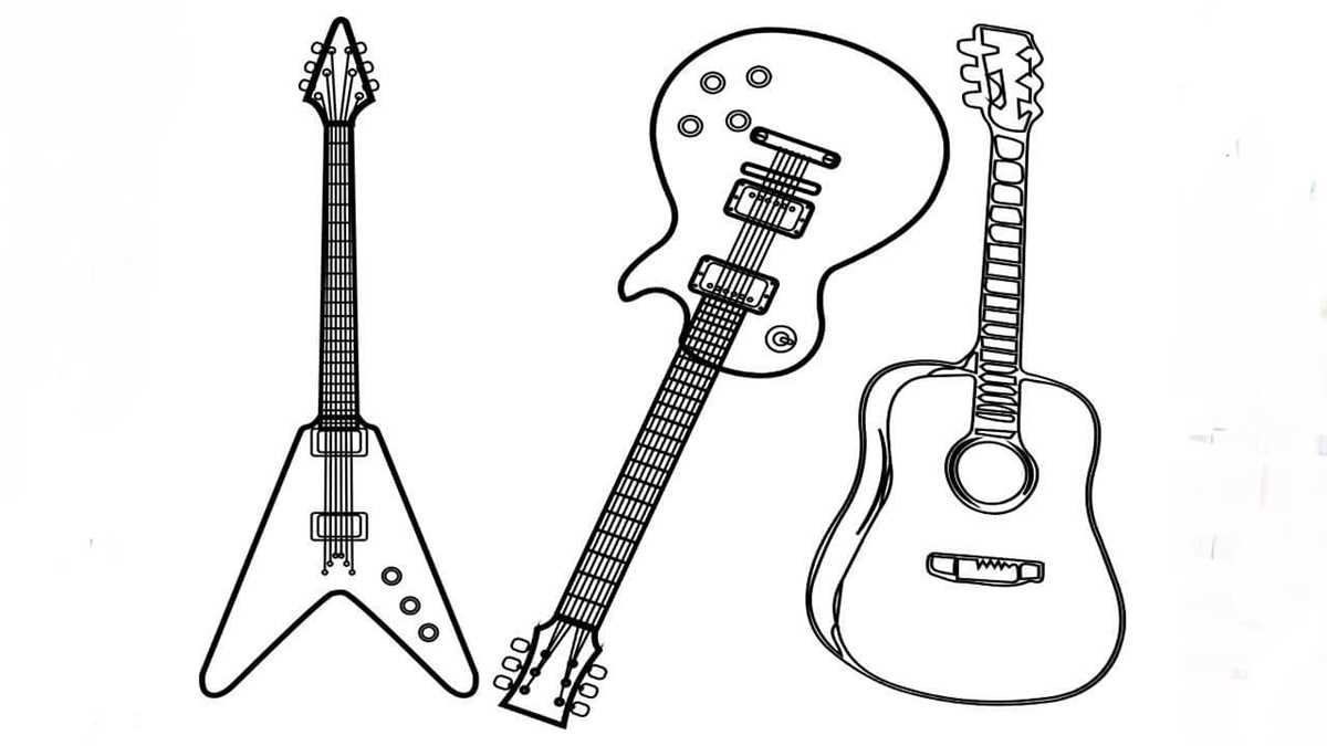 printable coloring pages of guitars