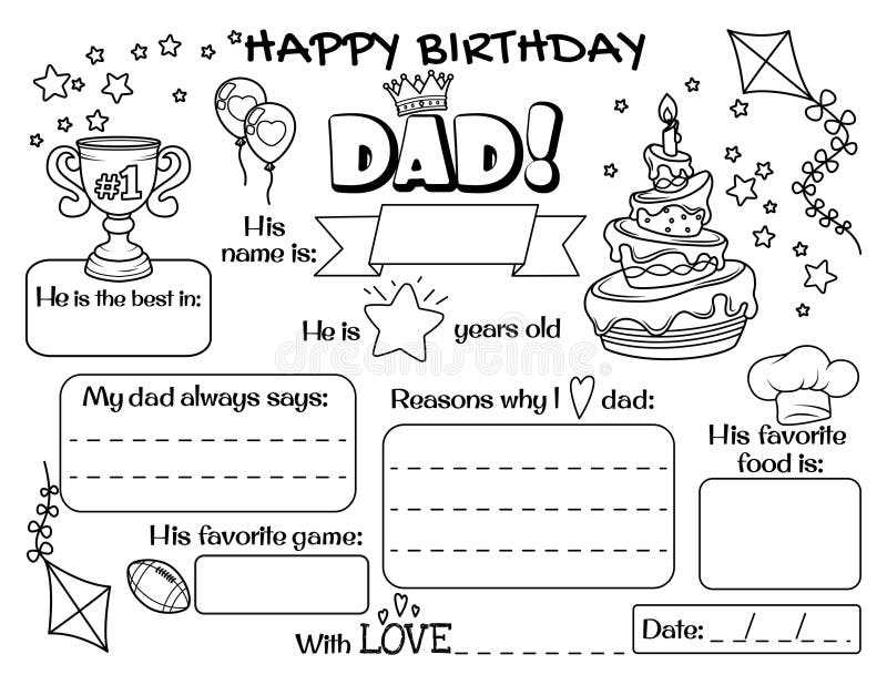 happy birthday daddy coloring pages printable happy birthday daddy coloring pages printable