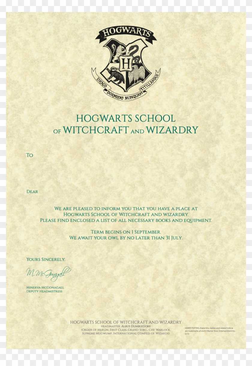 free printable hogwarts acceptance letter