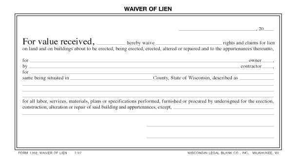 free printable lien waiver form