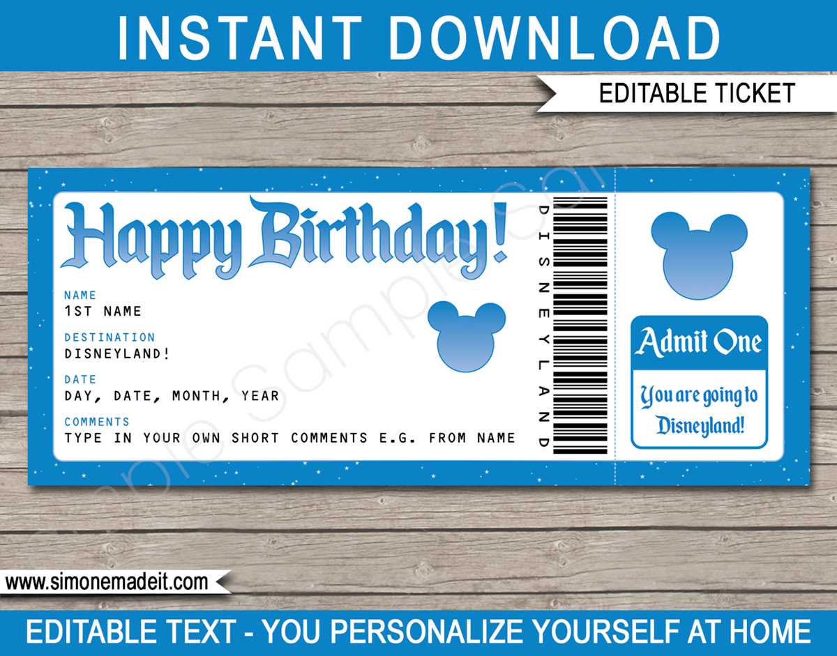 free printable disneyland tickets