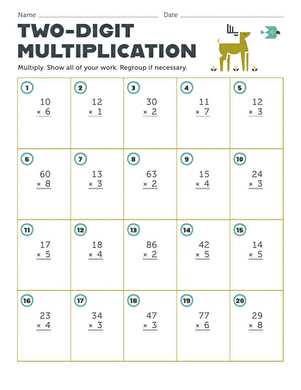 2 digit multiplication printable worksheets