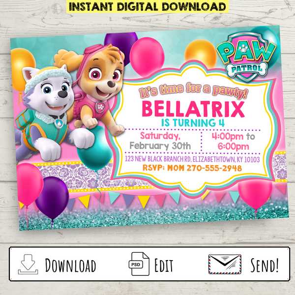 printable paw patrol birthday invitations